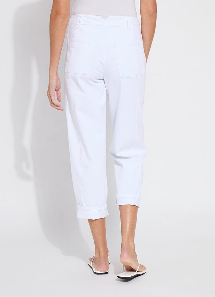 Winslet Cuffed Barrel Crop Denim | White