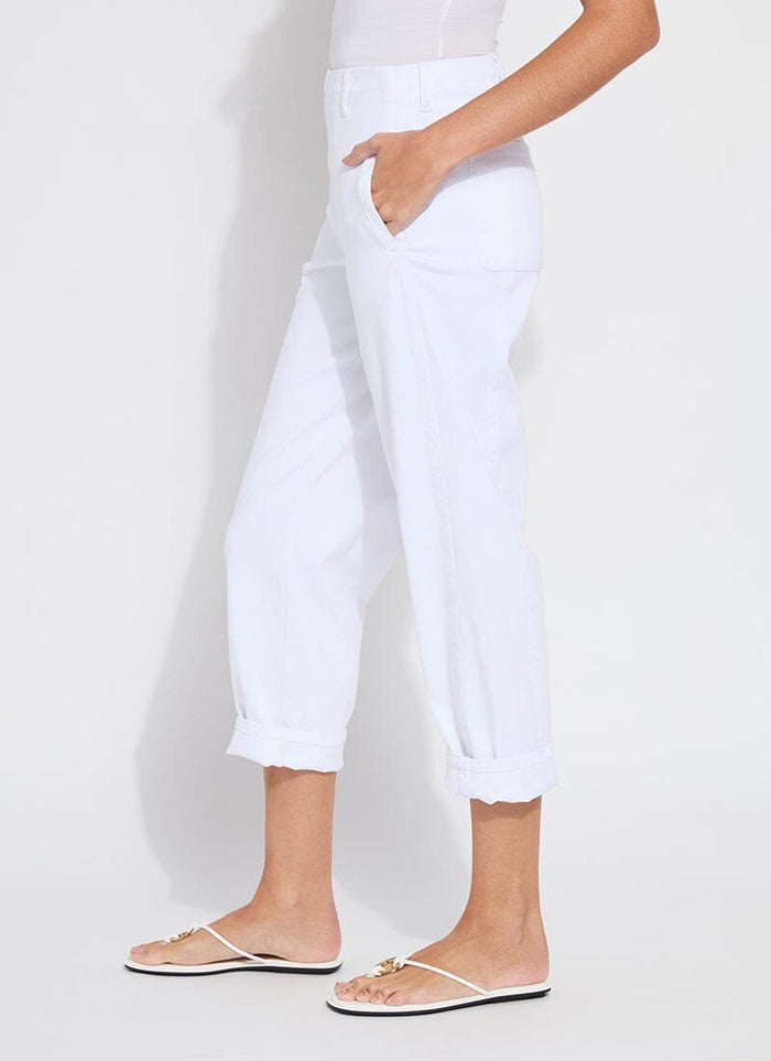 Winslet Cuffed Barrel Crop Denim | White