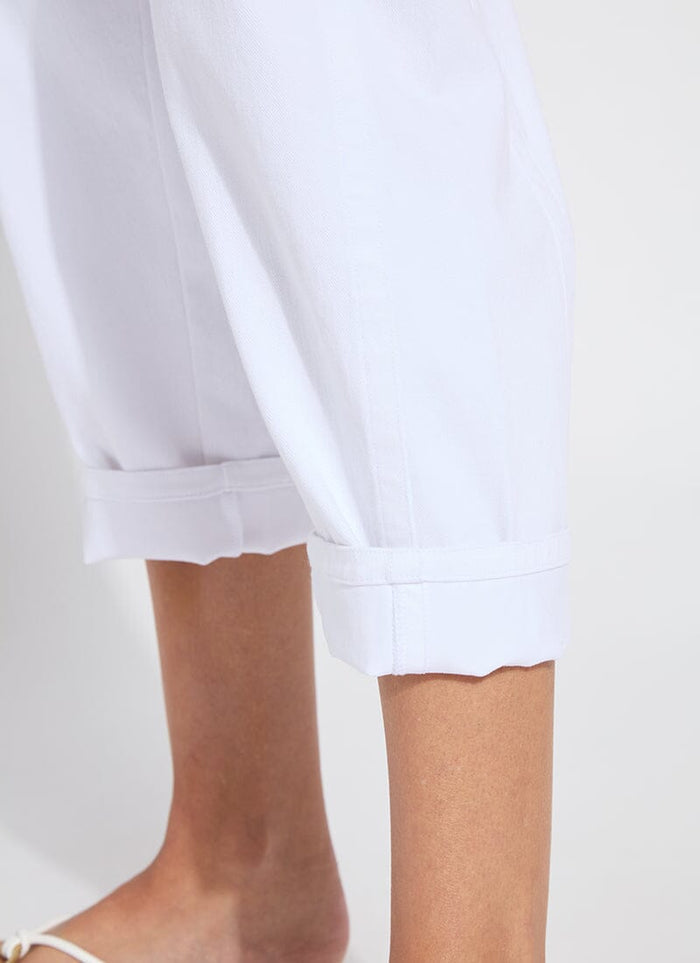 Winslet Cuffed Barrel Crop Denim | White