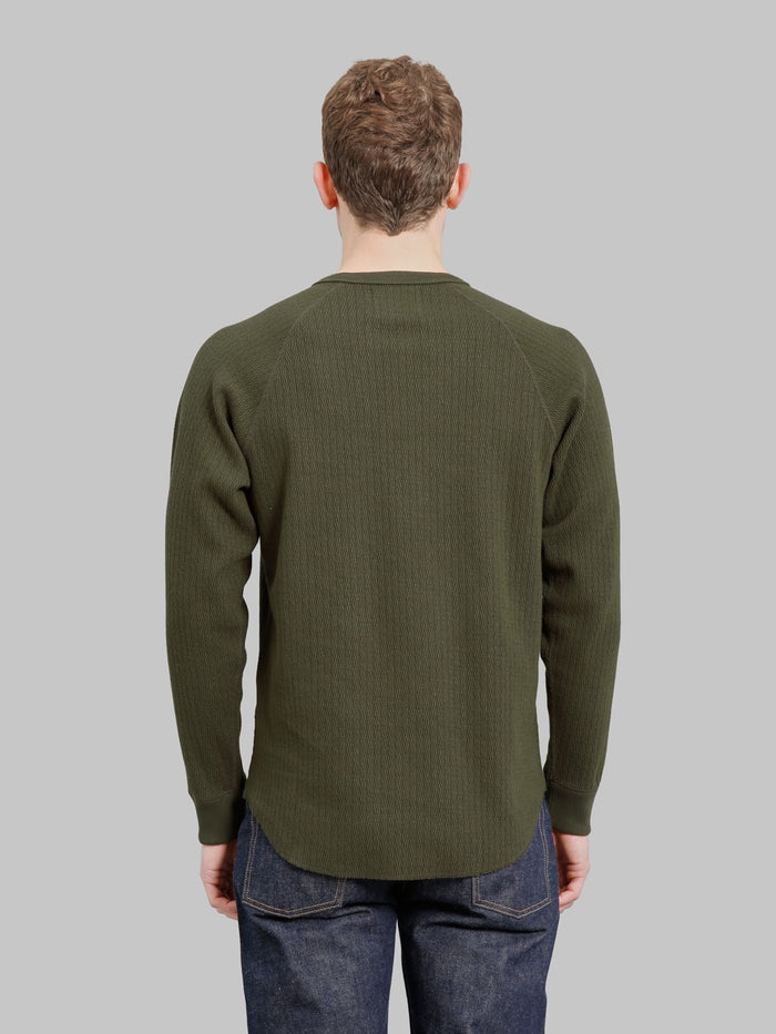 Wonder Looper Cashmere Blend Honeycomb Henley Khaki back look