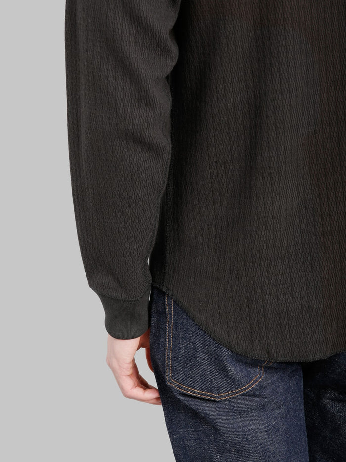 Wonder Looper Cashmere Blend Honeycomb Henley Sumi Black hem
