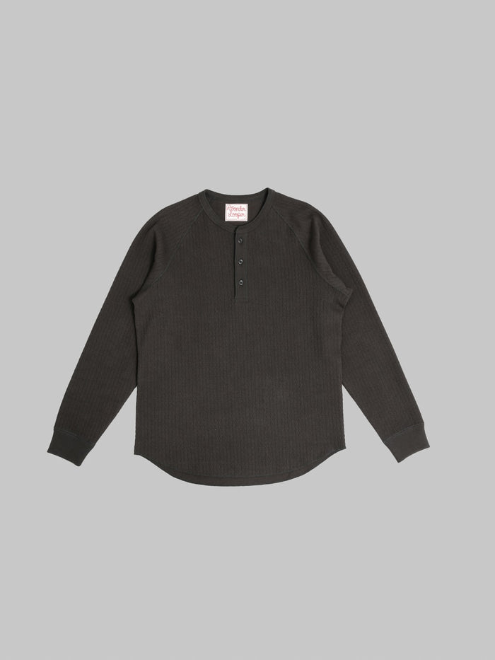Wonder Looper Cashmere Blend Honeycomb Henley Sumi Black front