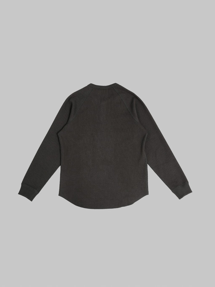 Wonder Looper Cashmere Blend Honeycomb Henley Sumi Black back