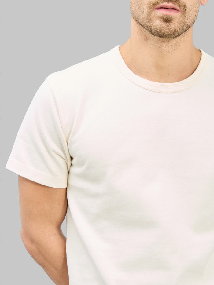 Wonder Looper Double Heavyweight Crewneck TShirt Ecru chest