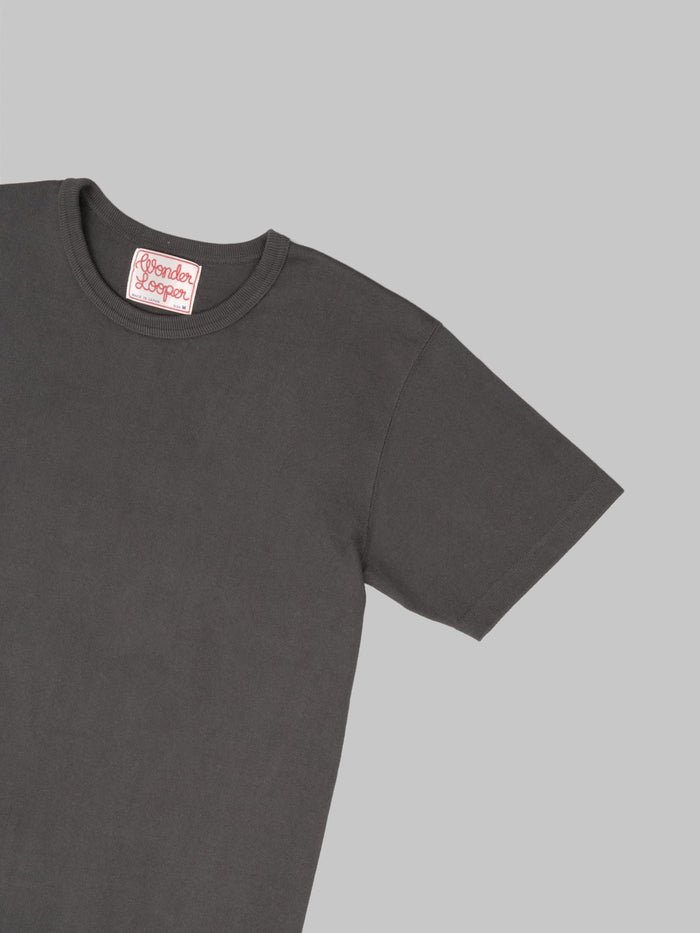 Wonder Looper Double Heavyweight Crewneck T-Shirt Sumi sleeve