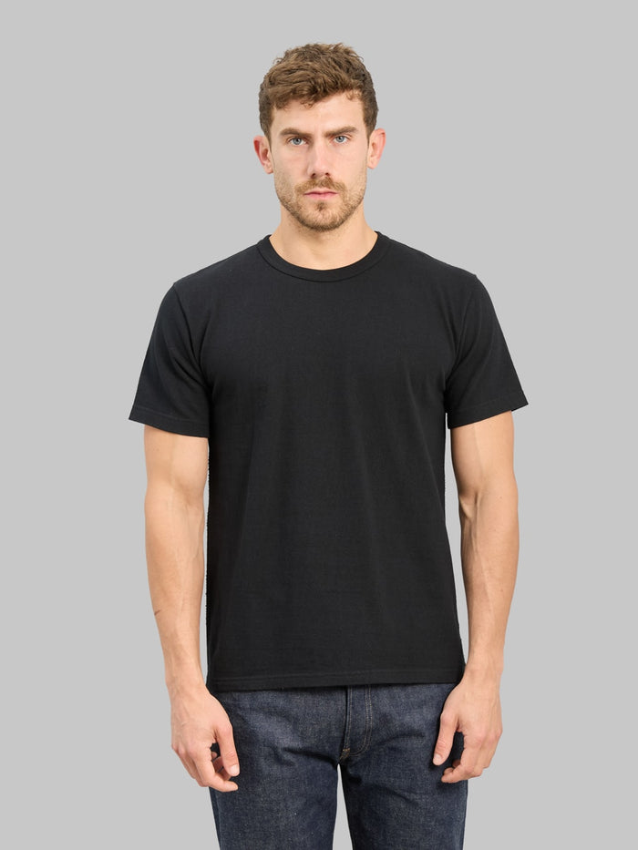 Wonder Looper ELS Recycled Cotton Slub Crewneck TShirt Black front fit