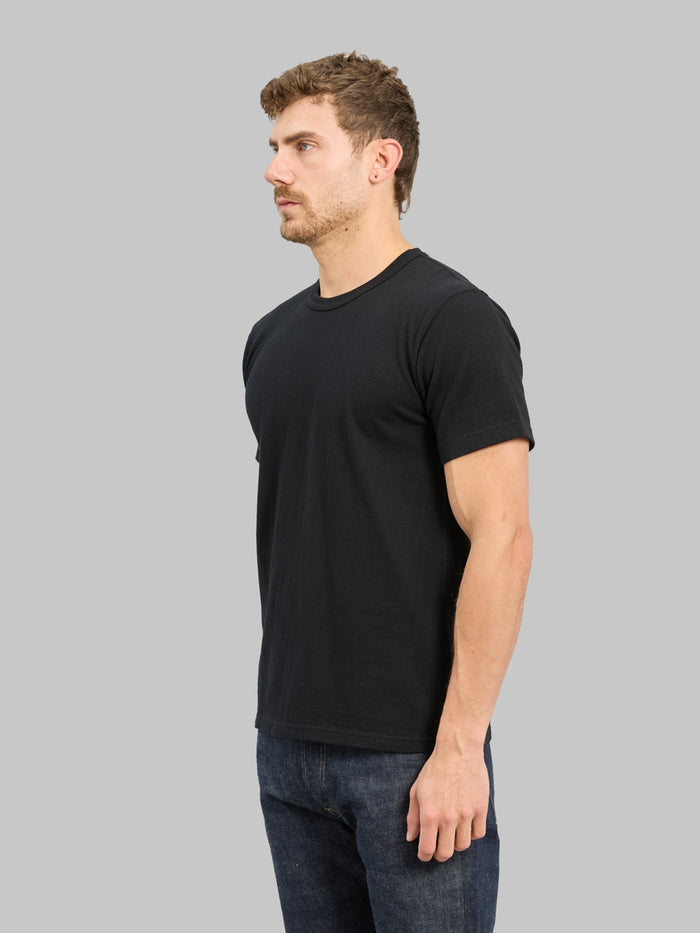 Wonder Looper ELS Recycled Cotton Slub Crewneck TShirt Black side fit