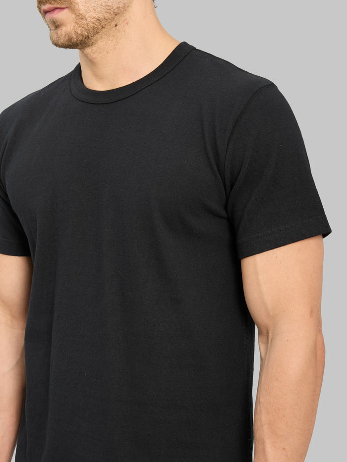 Wonder Looper ELS Recycled Cotton Slub Crewneck TShirt Black sleeve