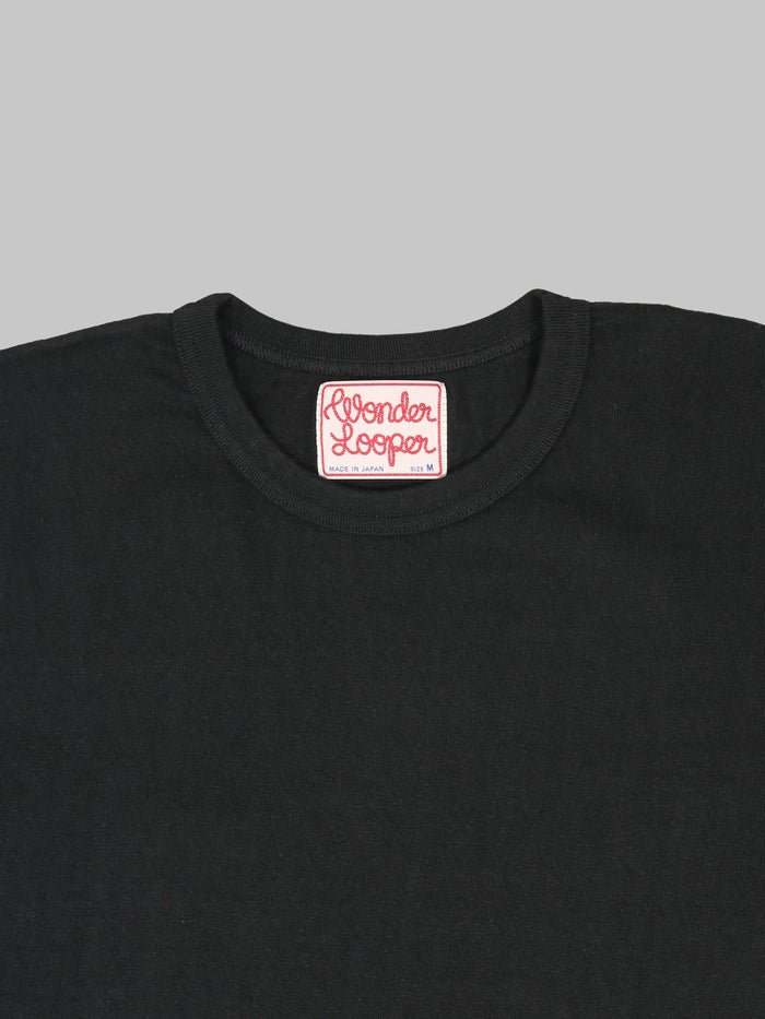 Wonder Looper ELS Recycled Cotton Slub Crewneck TShirt Black collar