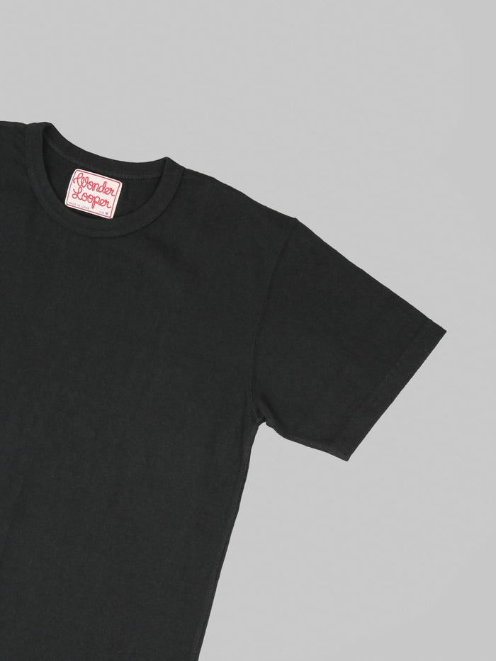 Wonder Looper ELS Recycled Cotton Slub Crewneck TShirt Black sleeve