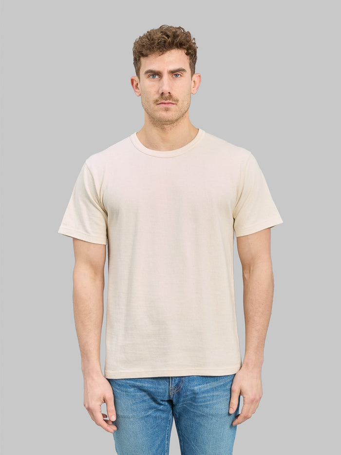 Wonder Looper ELS Recycled Cotton Slub Crewneck TShirt Ecru front look
