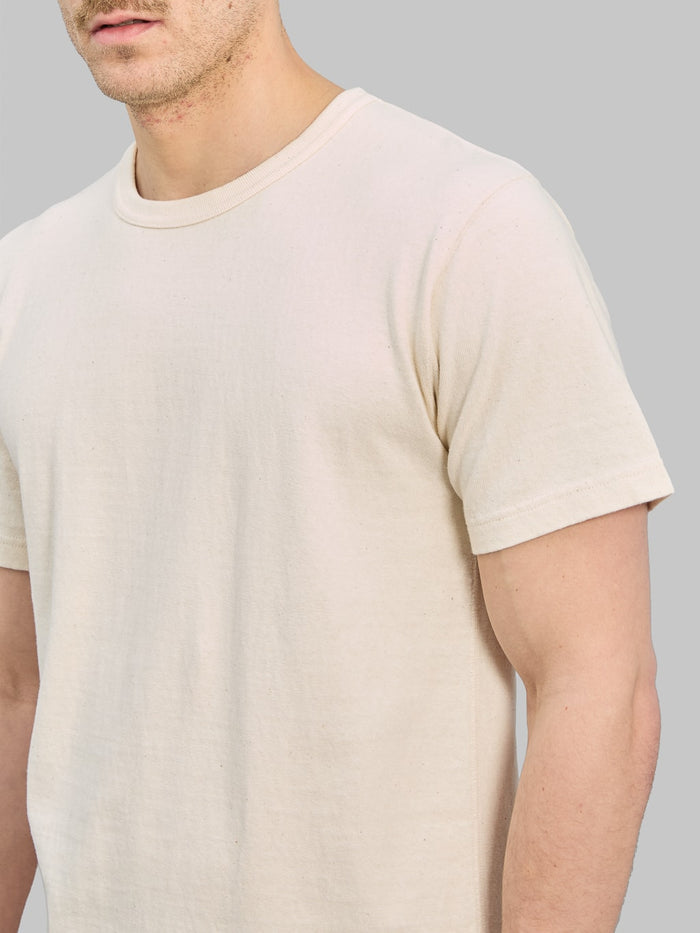 Wonder Looper ELS Recycled Cotton Slub Crewneck TShirt Ecru chest