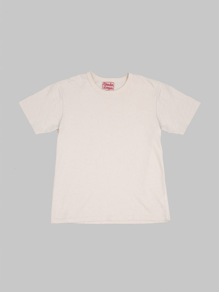 Wonder Looper ELS Recycled Cotton Slub Crewneck TShirt Ecru front