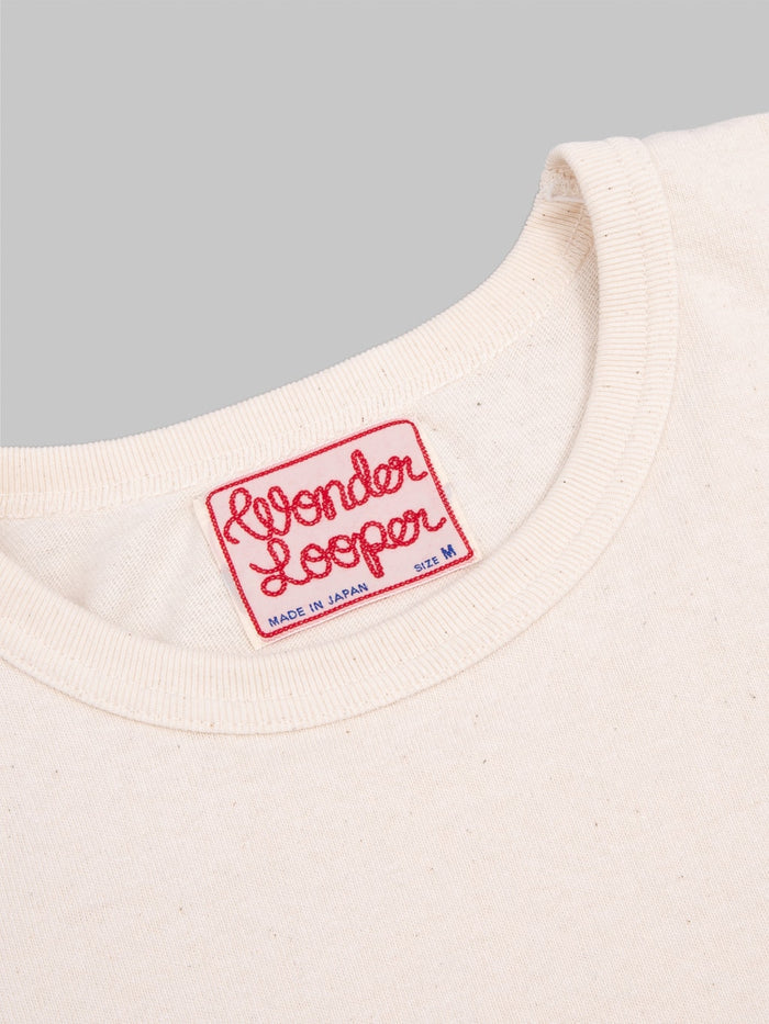 Wonder Looper ELS Recycled Cotton Slub Crewneck TShirt Ecru interior tag