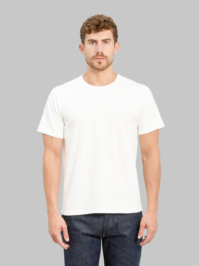 Wonder Looper ELS Recycled Cotton Slub Crewneck TShirt White front fit