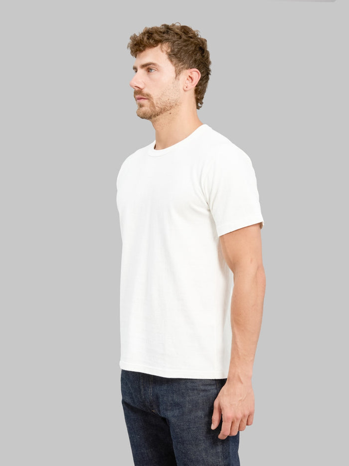 Wonder Looper ELS Recycled Cotton Slub Crewneck TShirt White side fit