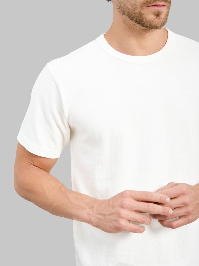 Wonder Looper ELS Recycled Cotton Slub Crewneck TShirt White sleeve