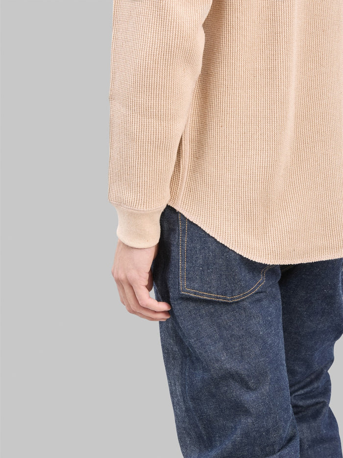Wonder Looper Foxfibre Heavyweight Waffle Henley Coyote 15 cuff details