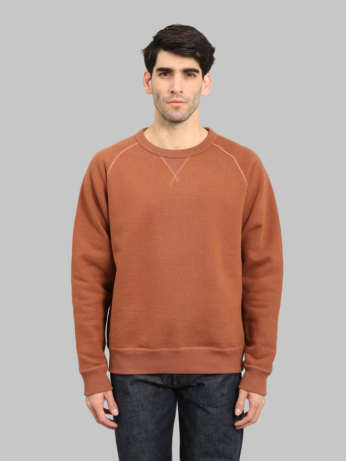 Wonder Looper Pullover Crewneck 876gsm Double Heavyweight French Terry Rust front look