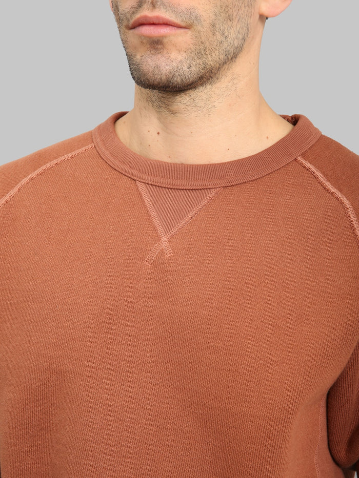 Wonder Looper Pullover Crewneck 876gsm Double Heavyweight French Terry Rust chest V