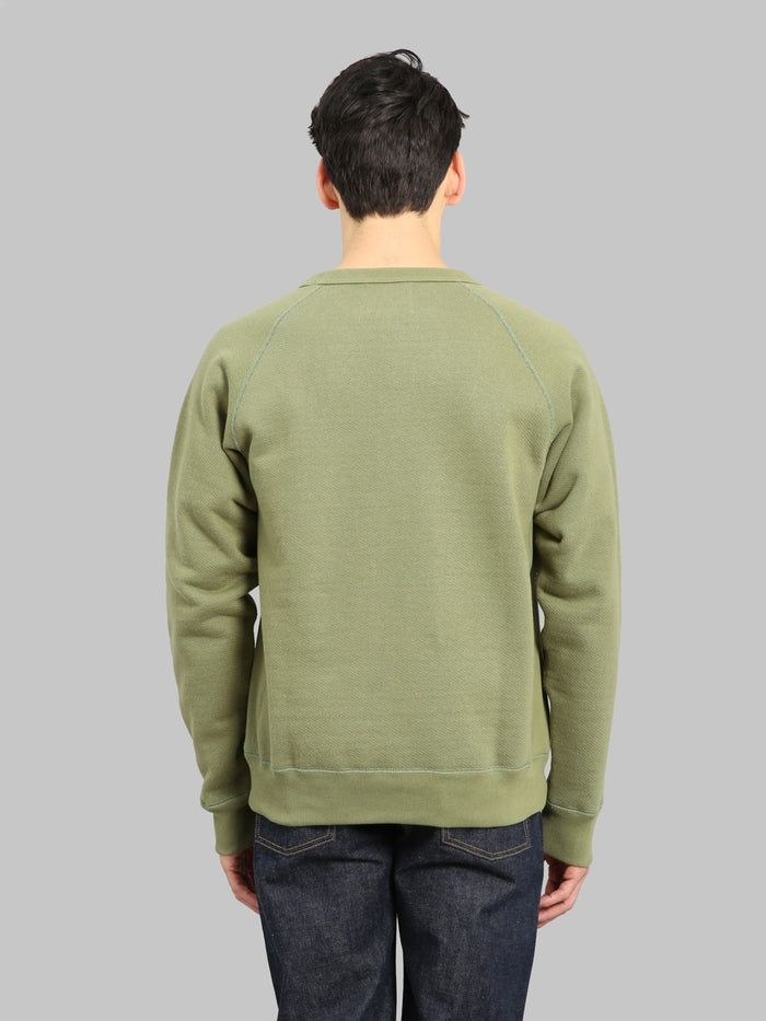 Wonder Looper Pullover Crewneck 876gsm Double Heavyweight French Terry Sage back look