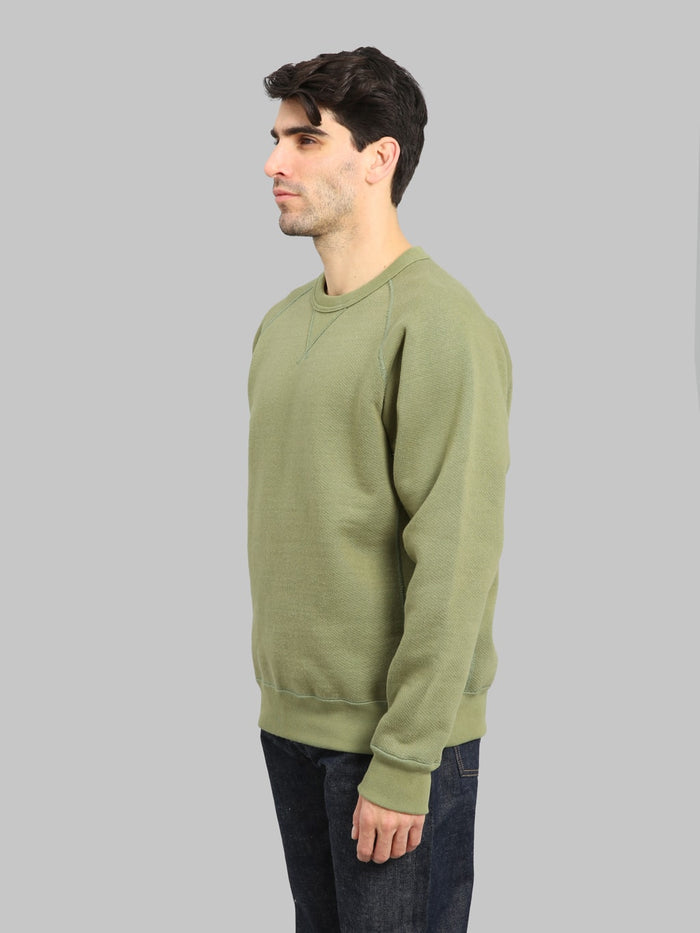 Wonder Looper Pullover Crewneck 876gsm Double Heavyweight French Terry Sage side look