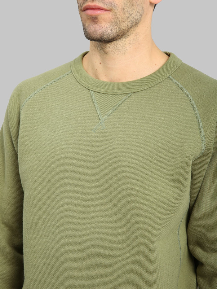 Wonder Looper Pullover Crewneck 876gsm Double Heavyweight French Terry Sage - Redcast Heritage Co.
