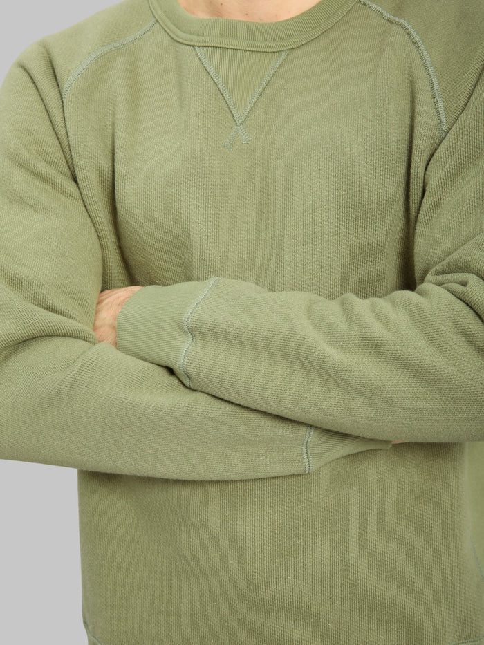 Wonder Looper Pullover Crewneck 876gsm Double Heavyweight French Terry Sage sleeves