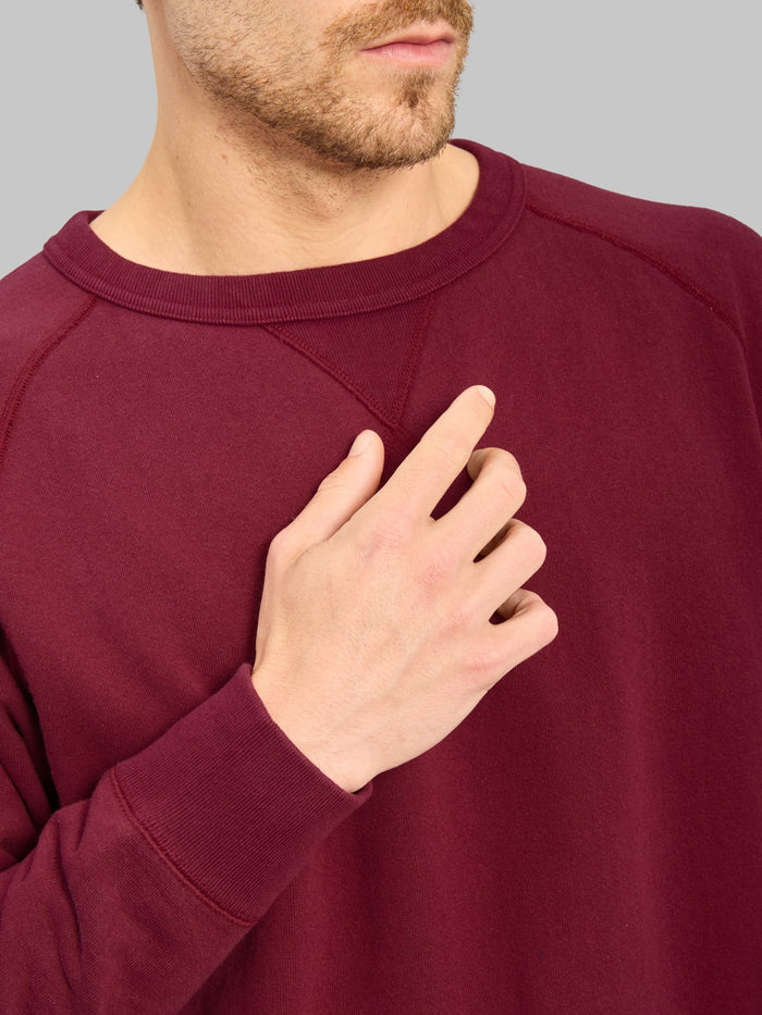 Wonder Looper Pullover Crewneck Super Looper French Terry Burgundy  ribbed collar