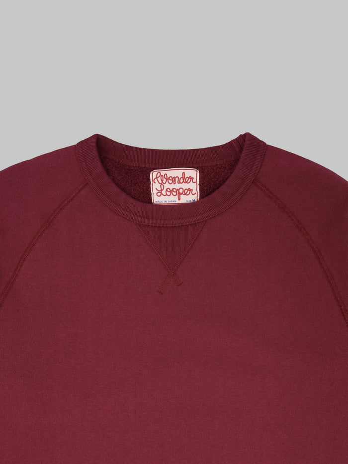 Wonder Looper Pullover Crewneck Super Looper French Terry Burgundy collar