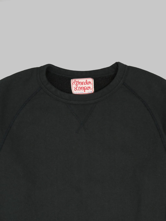Wonder Looper Pullover Crewneck Super Looper French Terry Sumi Black V collar