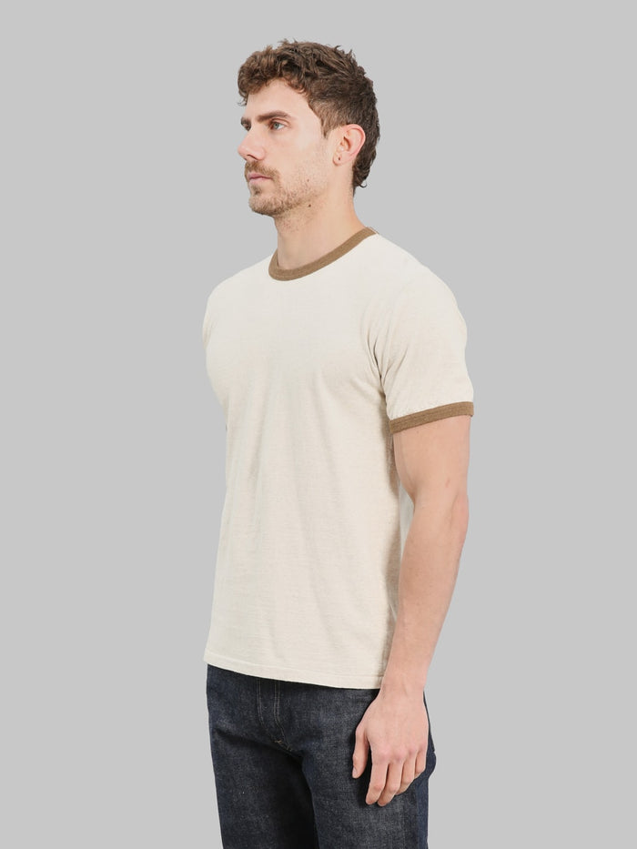 Wonder Looper Recycled Cotton Foxfibre® Ringer T-Shirt Stone
