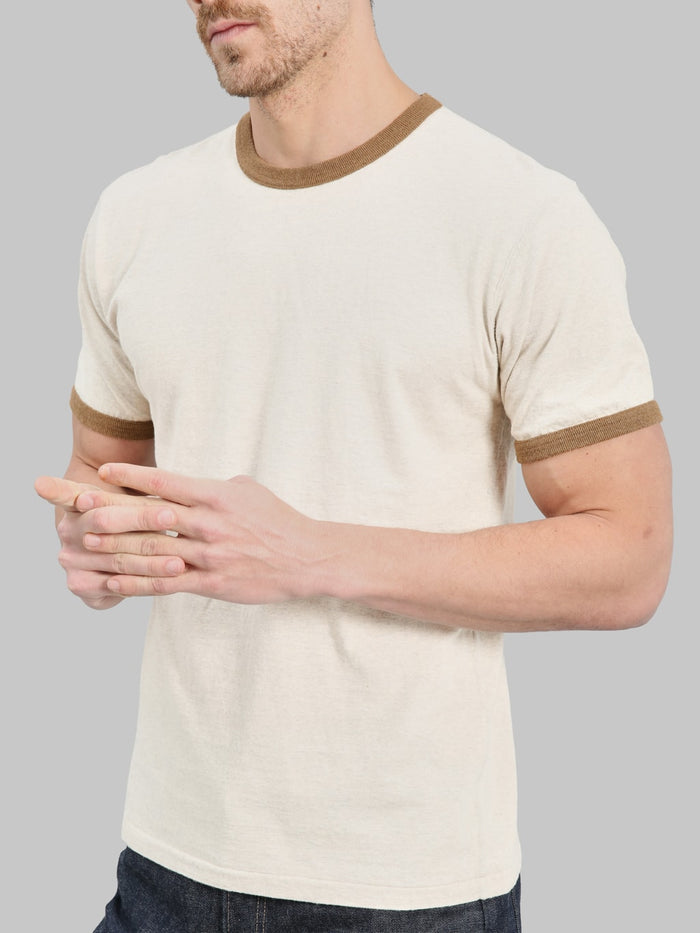 Wonder Looper Recycled Cotton Foxfibre® Ringer T-Shirt Stone