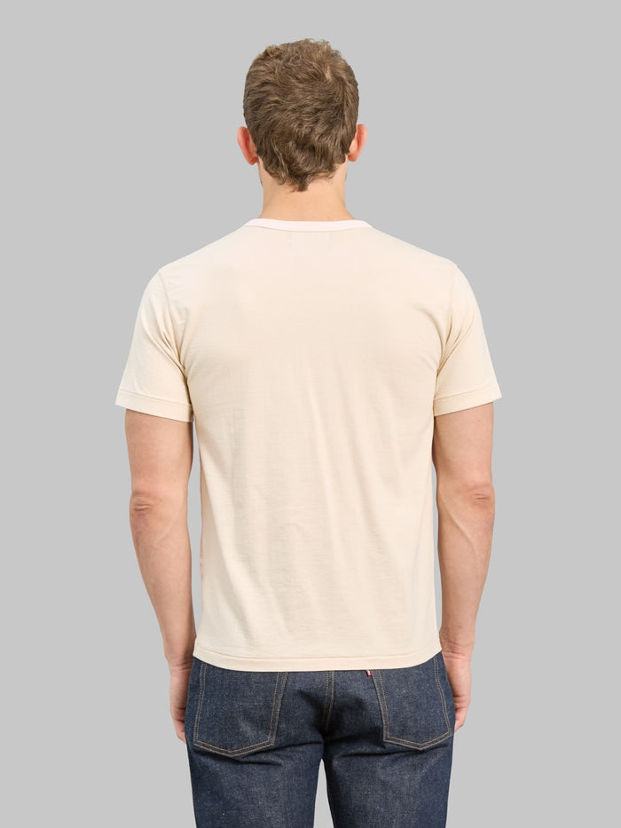 Wonder Looper Ultimate Pima Tsuriami Crewneck TShirt Ecru back fit