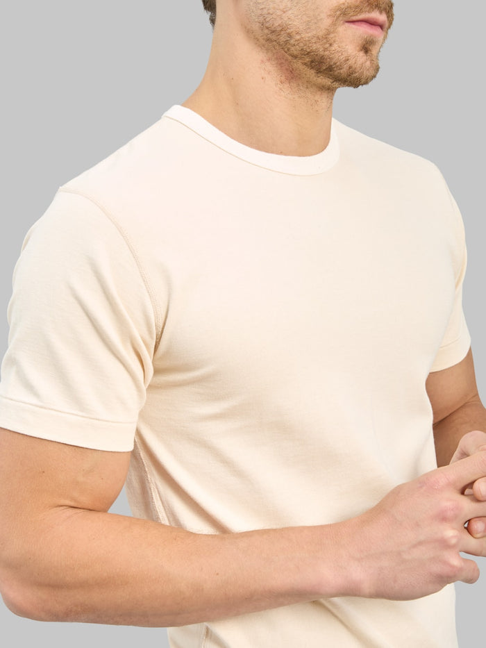 Wonder Looper Ultimate Pima Tsuriami Crewneck TShirt Ecru sleeve