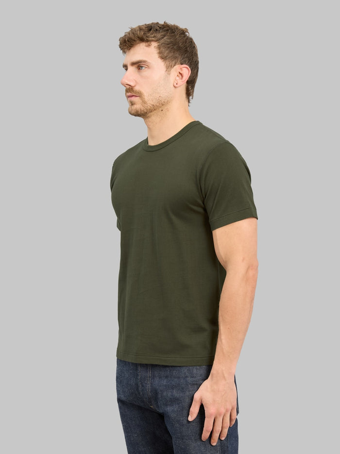Wonder Looper Ultimate Pima Tsuriami Crewneck TShirt Khaki side fit