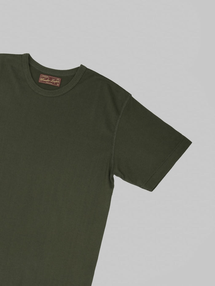 Wonder Looper Ultimate Pima Tsuriami Crewneck TShirt Khaki sleeve detail