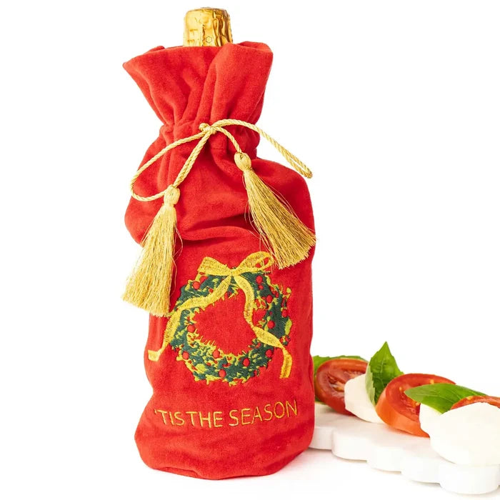 Wreath Embroidered Wine Bag