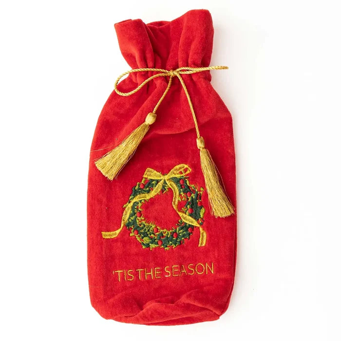 Wreath Embroidered Wine Bag
