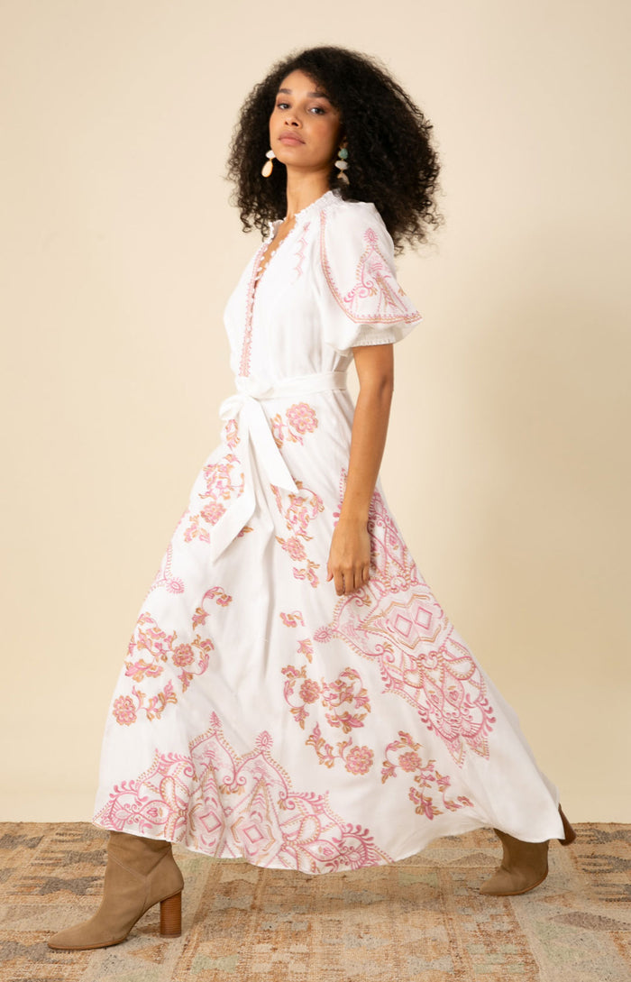 Wynter Embroidered Dress, color_white
