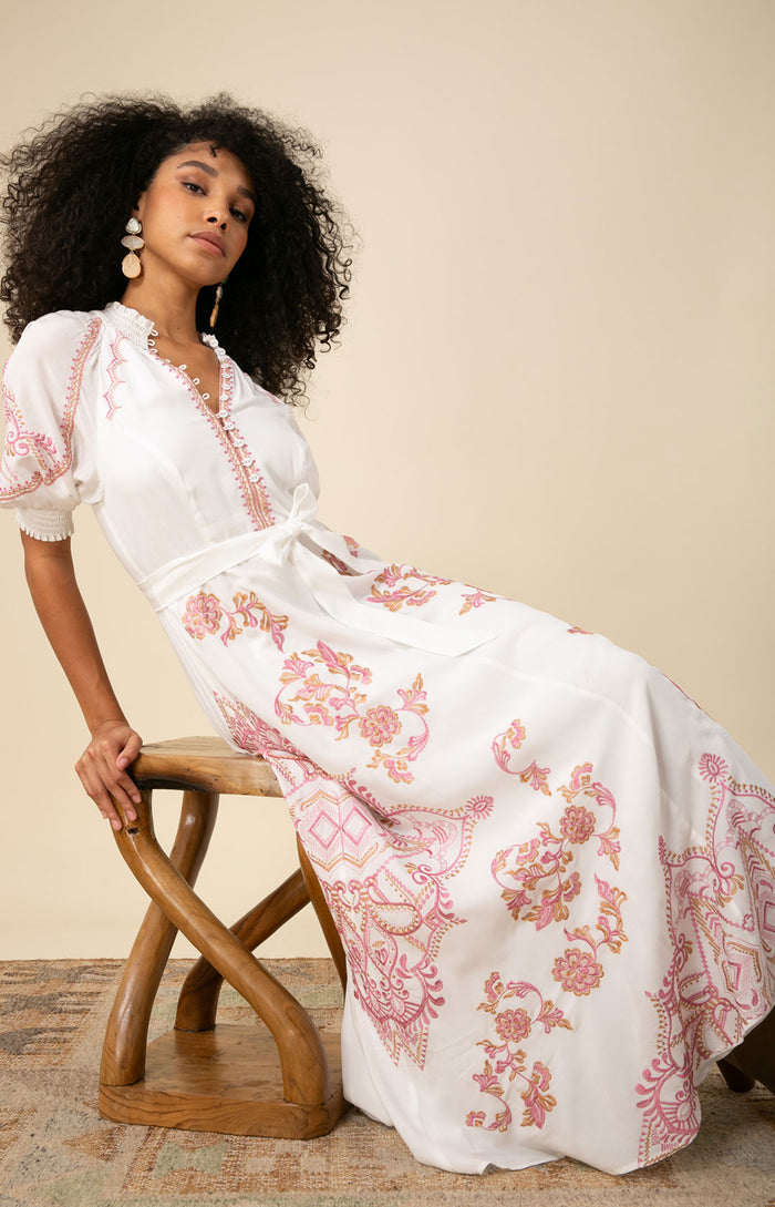 Wynter Embroidered Dress, color_white