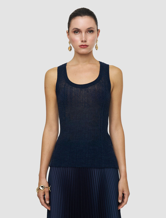 Blue Ycaza Sheer Wool Rib Vest - Joseph