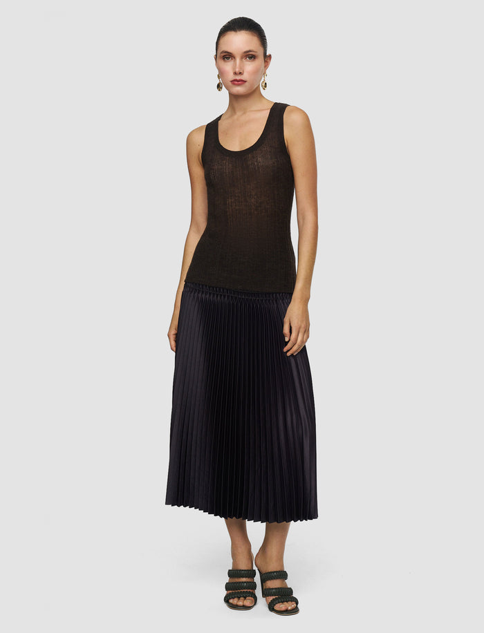 Brown Ycaza Sheer Wool Rib Vest - Joseph