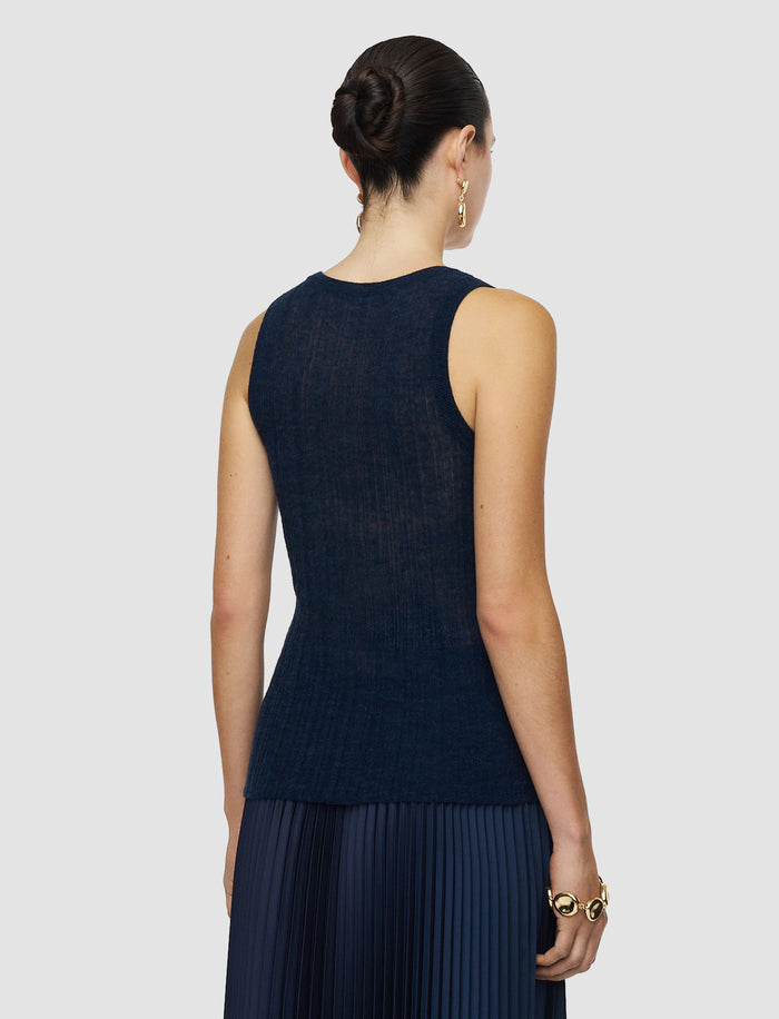 Blue Ycaza Sheer Wool Rib Vest - Joseph
