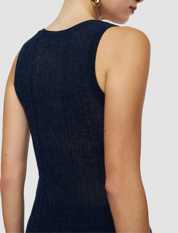 Blue Ycaza Sheer Wool Rib Vest - Joseph