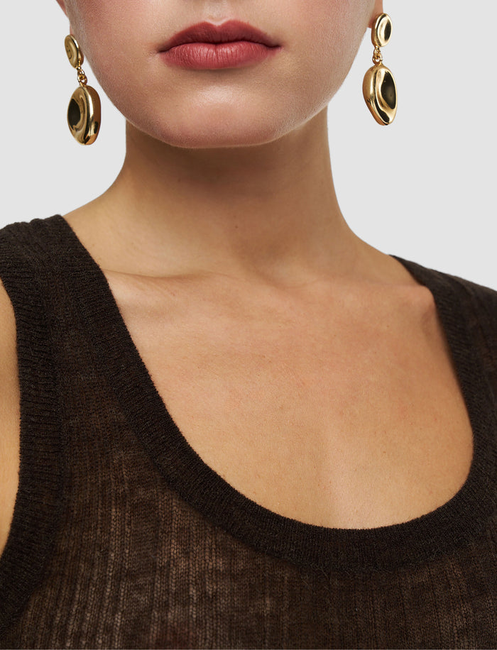 Brown Ycaza Sheer Wool Rib Vest - Joseph