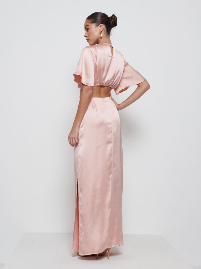 Elissa Is 5'8.5" & Wears Size UK 8|Zara Twist Knot Bridesmaid Dress - Blush