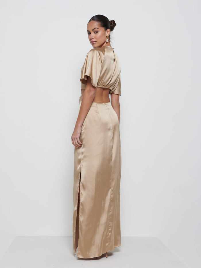 Elissa Is 5'8.5" & Wears Size UK 8|Zara Twist Knot Bridesmaid Dress - Bronze