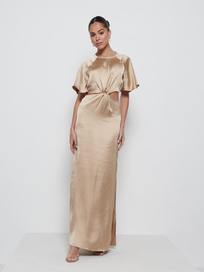 Elissa Is 5'8.5" & Wears Size UK 8|Zara Twist Knot Bridesmaid Dress - Bronze