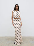 Candy Is 5'6" & Wears Size UK 8|Zuri Maxi Skirt - Asymmetric Stripe